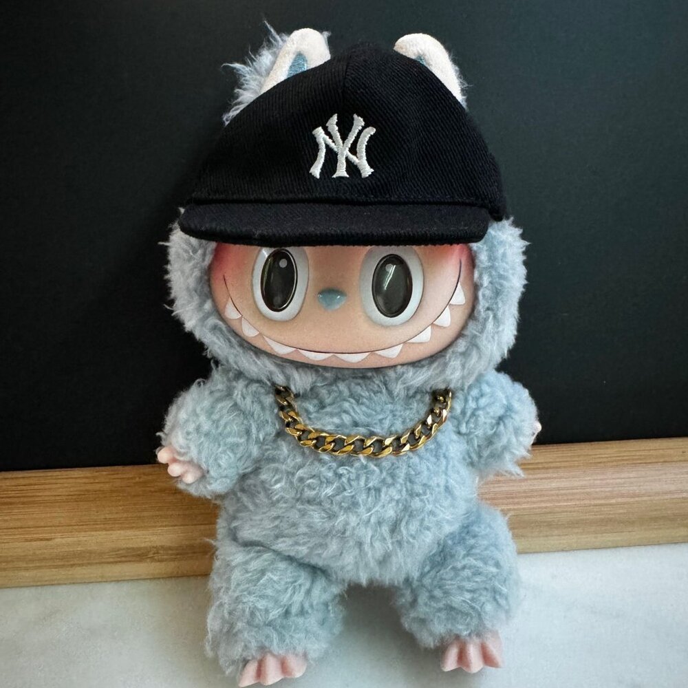 Labubu Hat - Black Baseball Hat - New York Yankees Hat - Labubu Accessories